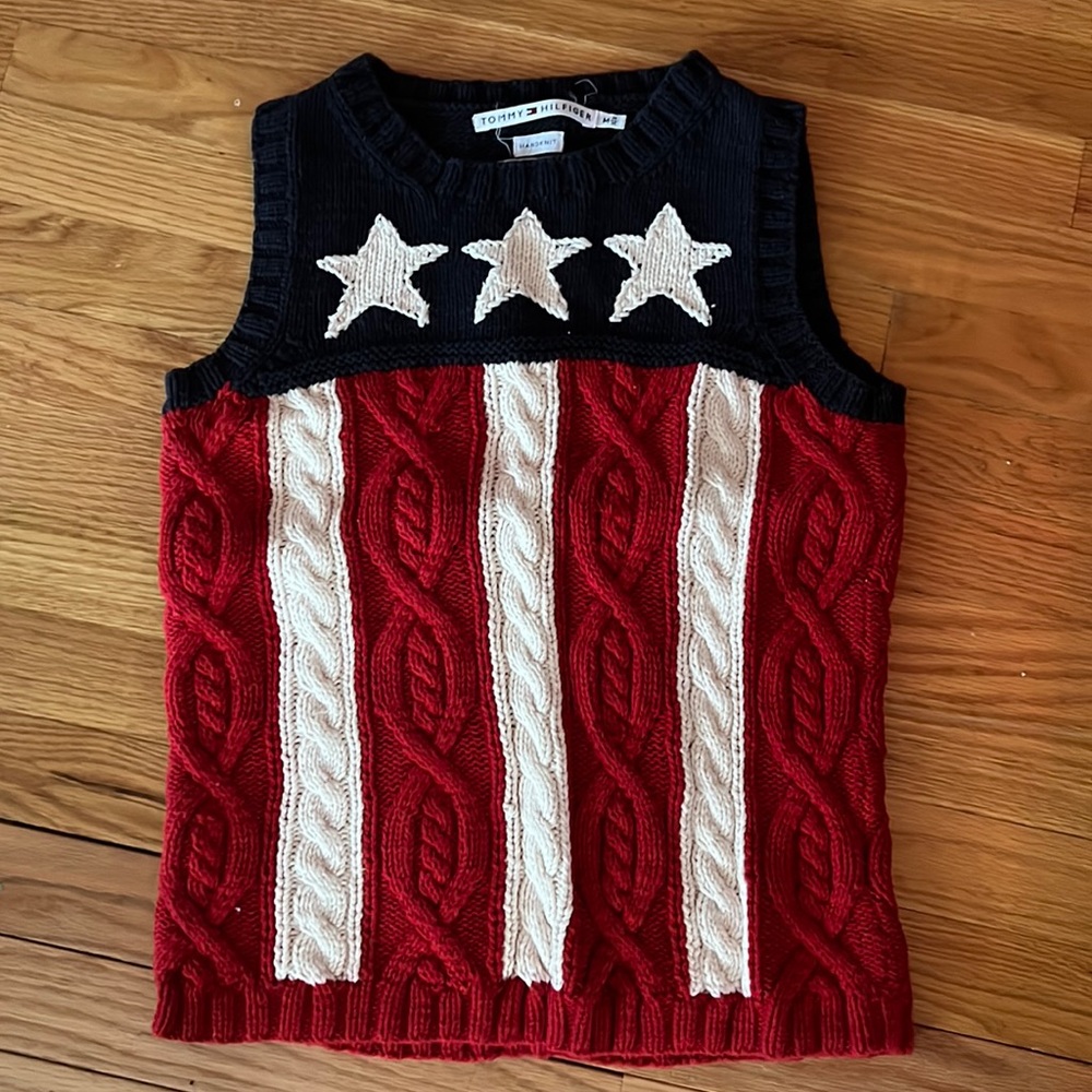 Vintage American flag sweater vest